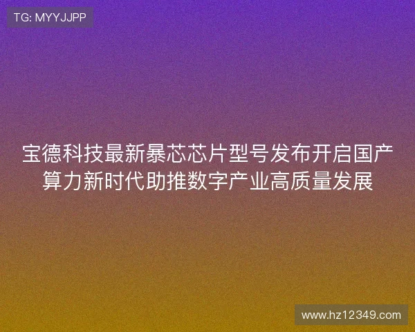 宝德科技最新暴芯芯片型号发布开启国产算力新时代助推数字产业高质量发展 宝德科技最新暴芯芯片型号发布开启国产算力新时代助推数字产业高质量发展